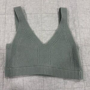 Madewell (Re)sourced Cashmere Sweater Bralette Green Wool Size XXS